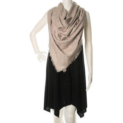 Louis Vuitton Silk Wool Monogram Shawl Beige 2 of 5