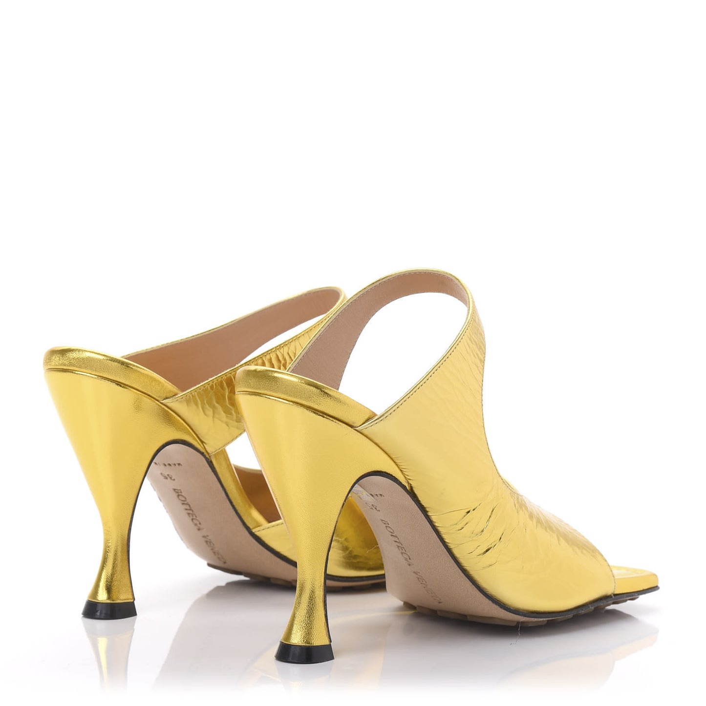 Vitello Lame Square Toe Sandals 35 Gold
