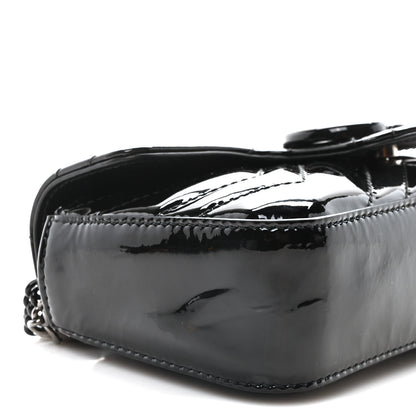 Gucci Patent Lambskin Enamel Matelasse Monochrome Super Mini GG Marmont Shoulder Bag Black 9 of 10