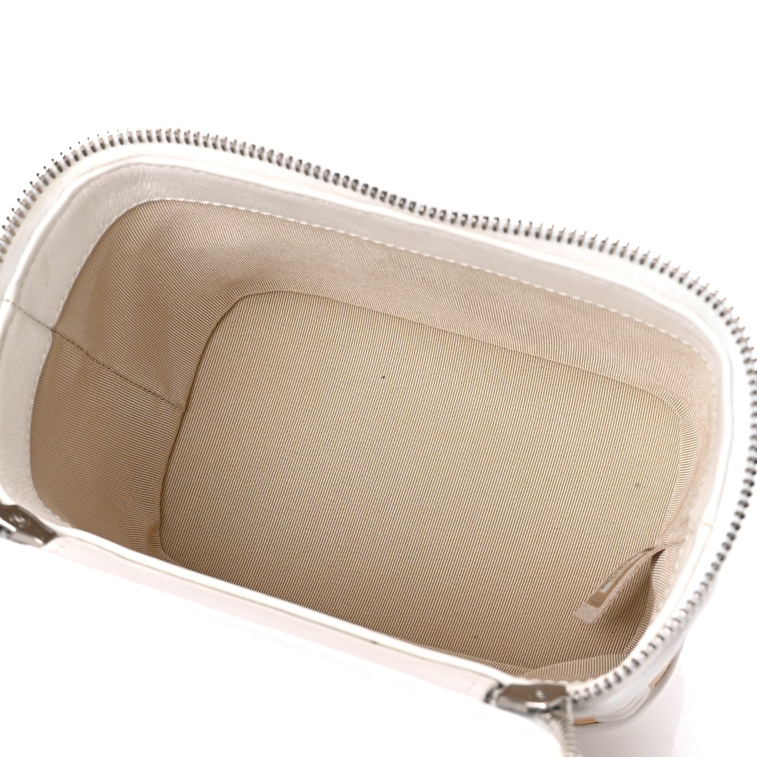 Chanel Calfskin Raffia Small Vanity Case Bag White Beige 5 of 10