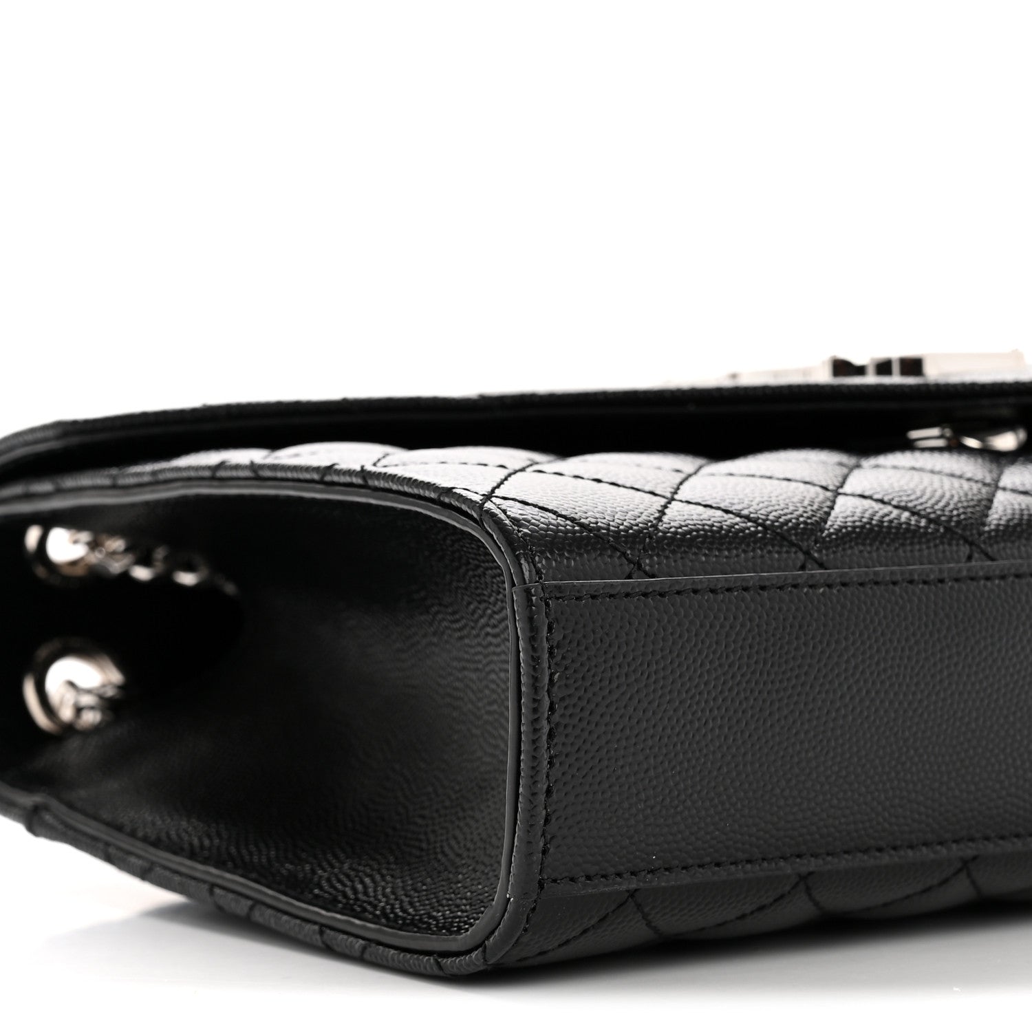 Saint Laurent Grain De Poudre Textured Mixed Matelasse Triquilt Medium Monogram Satchel Black 9 of 12