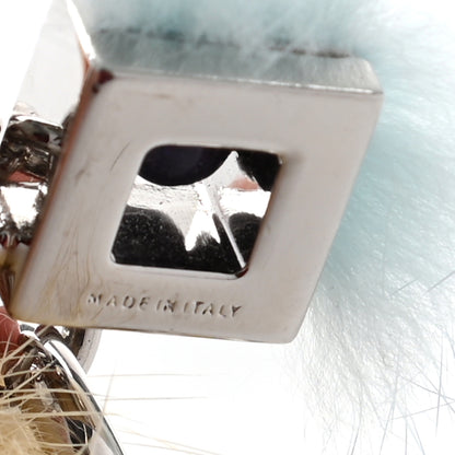 Fendi Metal Mink Fur Hypnoteyes Chick Pom Pom Bag Charm Palladium Tourmaline Pineapple 5 of 6