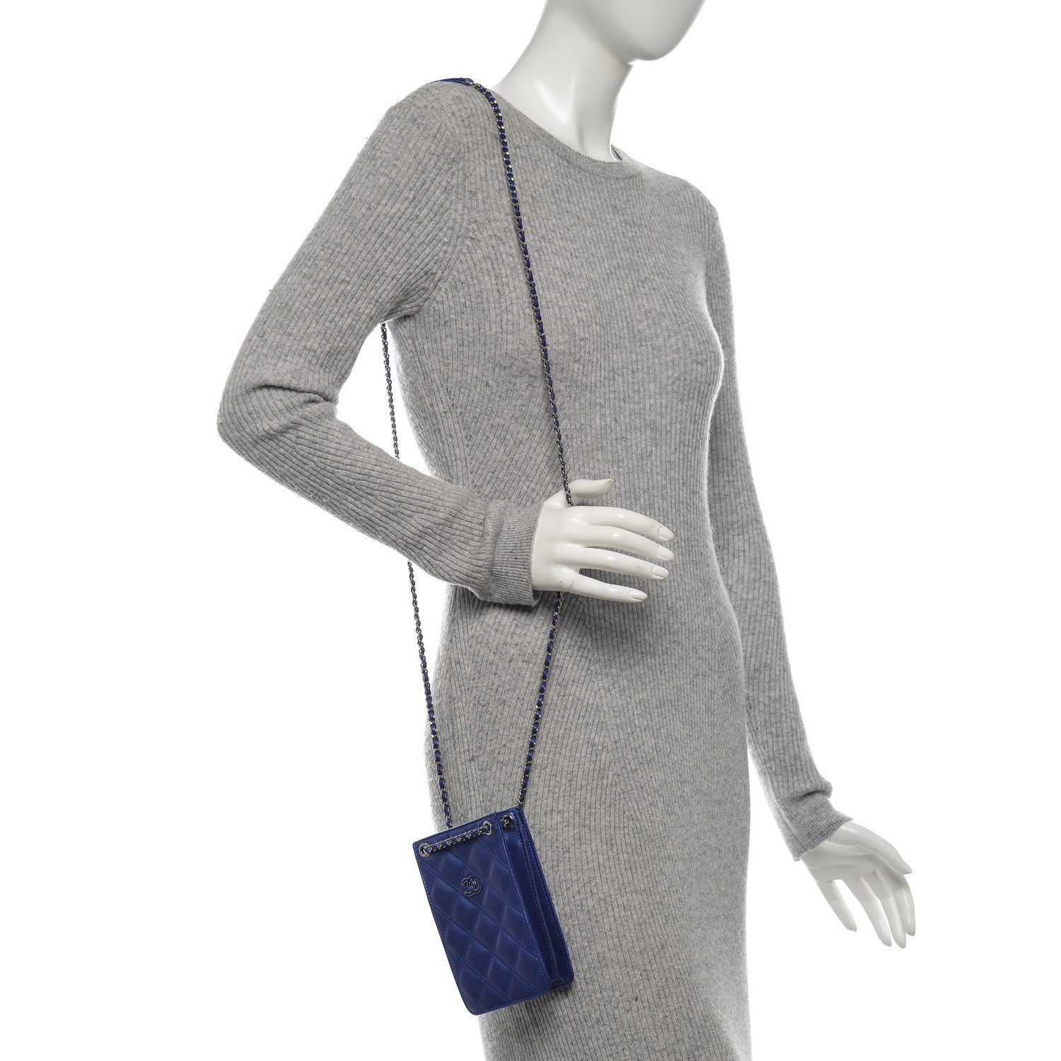Chanel Calfskin Quilted Crossbody CC Phone Holder Dark Blue 2 of 7