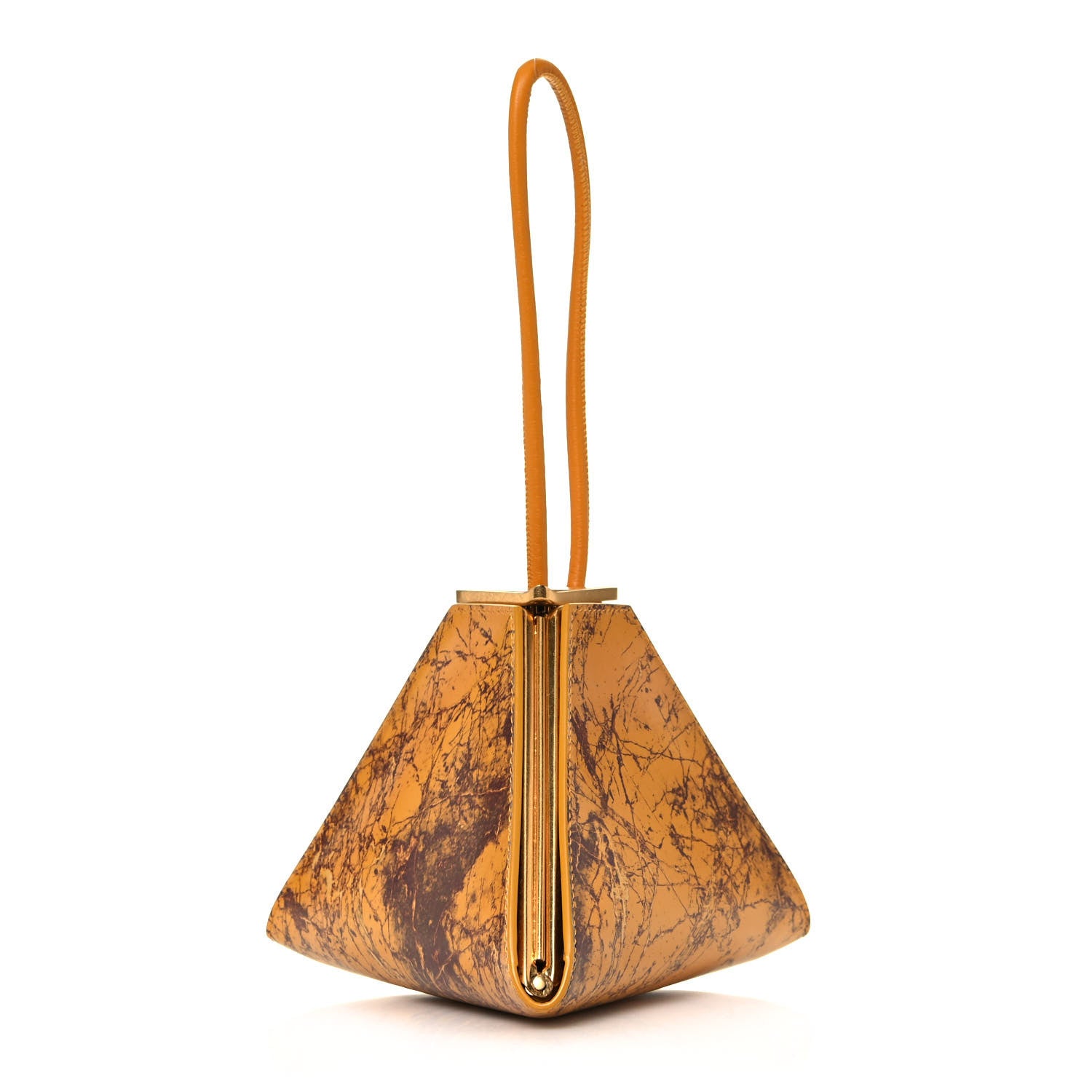 Bottega Veneta Spazzolato Calfskin Pyramid Bag Gold Marble 1 of 13