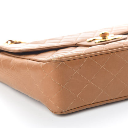 Chanel Lambskin Quilted Maxi Single Flap Dark Beige 10 of 11