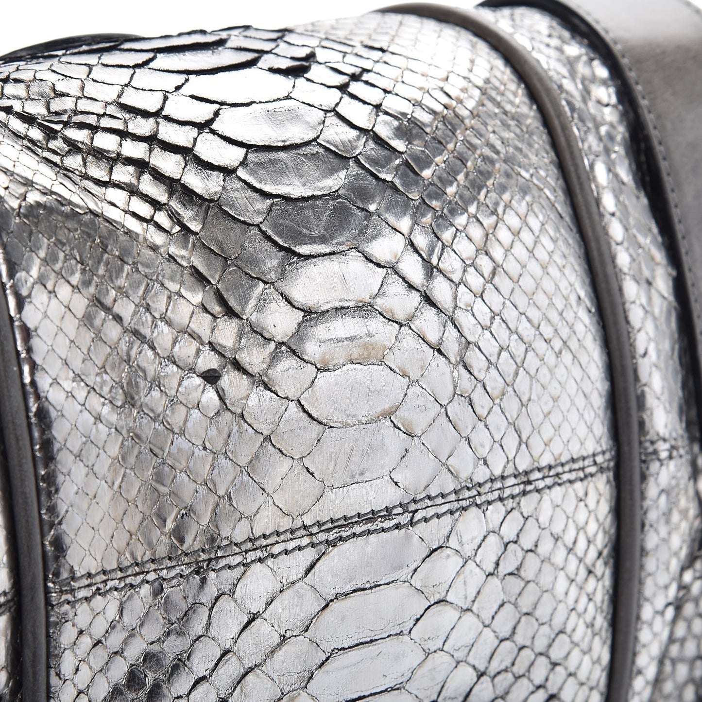 Metallic Python Silverado Shoulder Bag Silver Grey