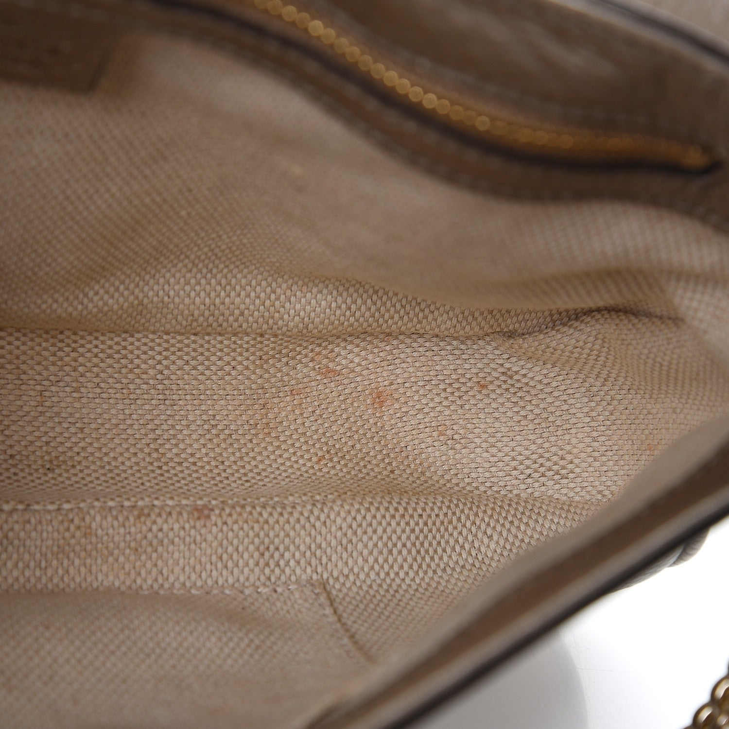 Gucci Metallic Pebbled Calfskin Medium Soho Flap Crossbody Golden Beige 9 of 11