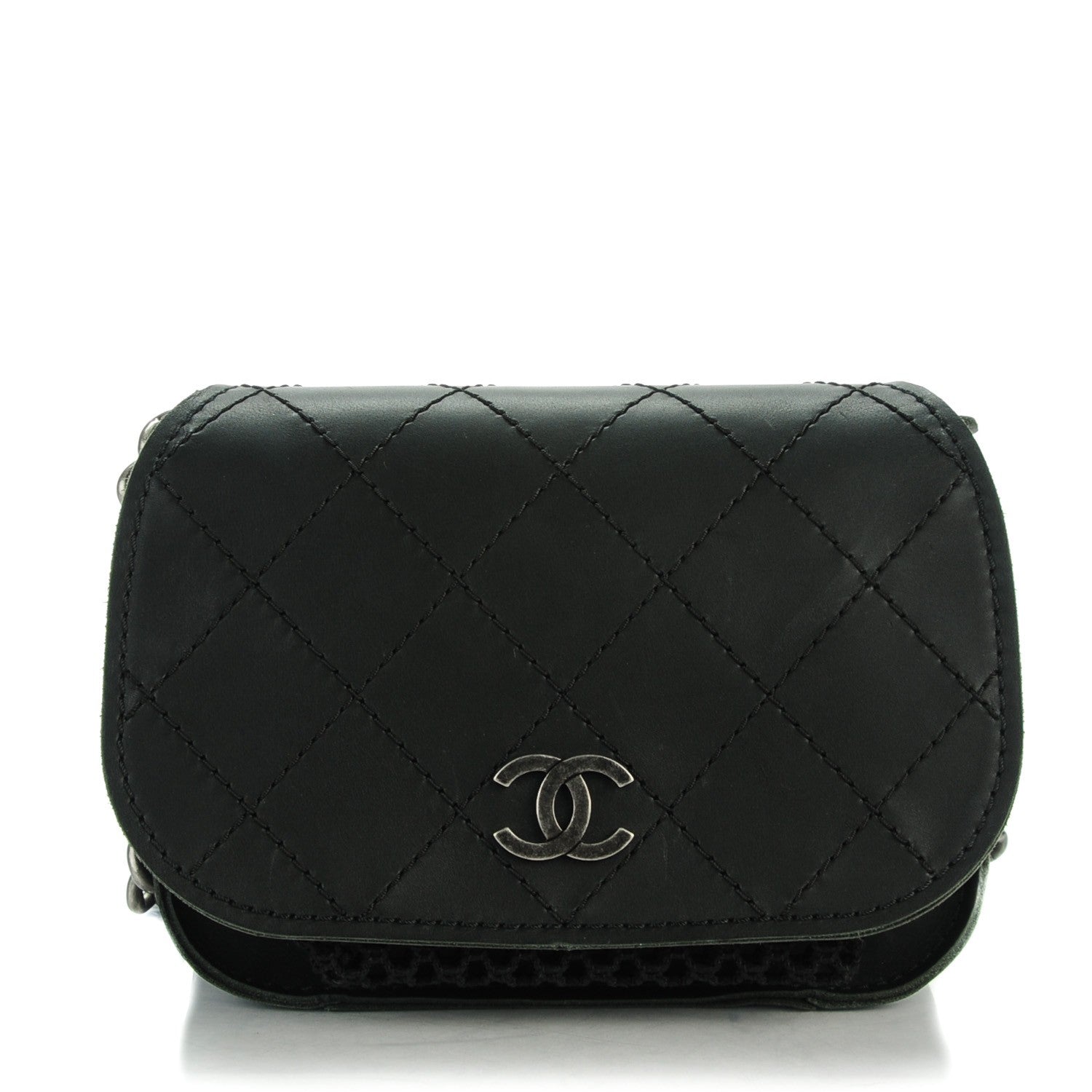 Chanel Calfskin Stitched Mini Highlander Messenger Black 1 of 7