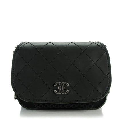 Chanel Calfskin Stitched Mini Highlander Messenger Black 1 of 7