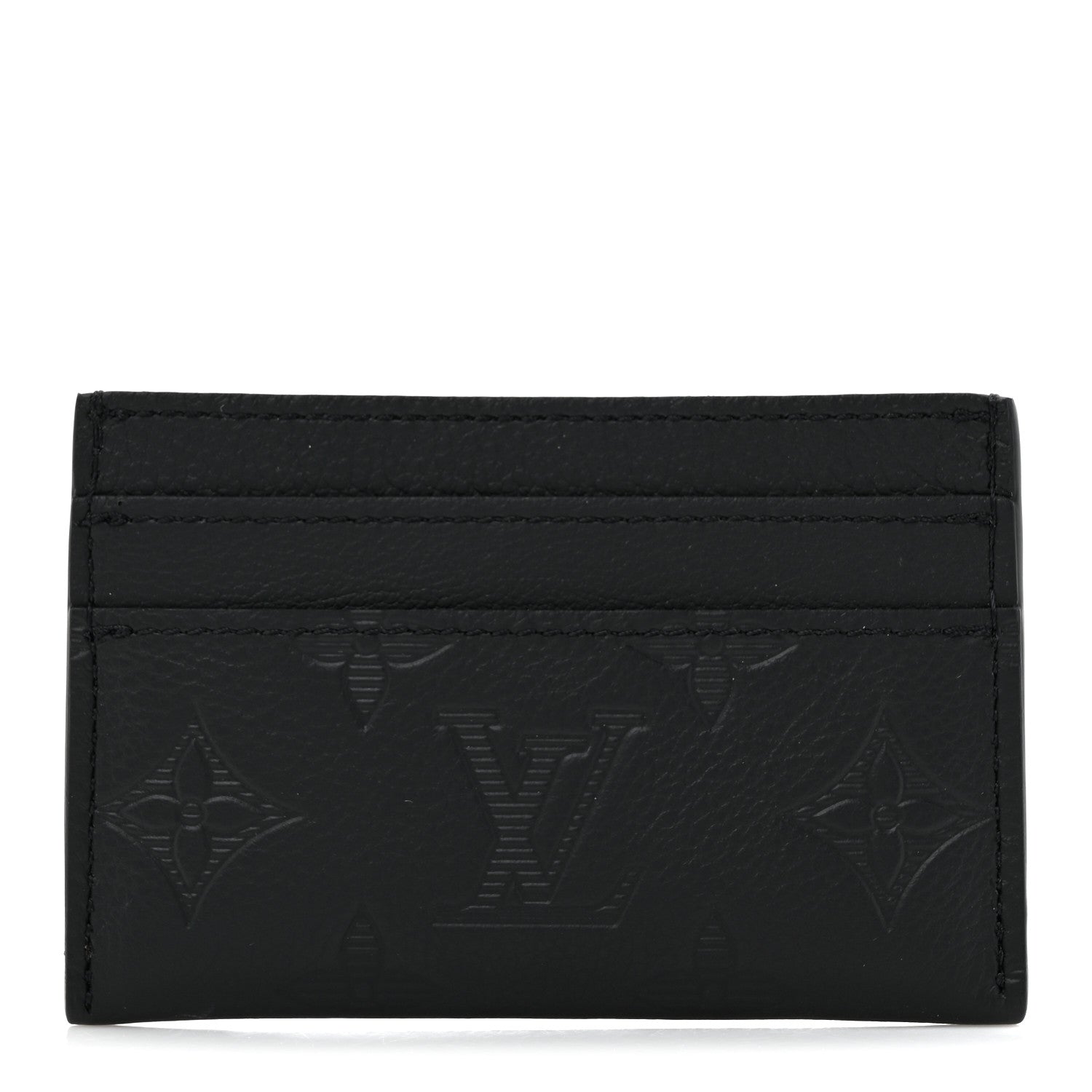 Louis Vuitton Calfskin Monogram Shadow Double Card Holder Black 1 of 7