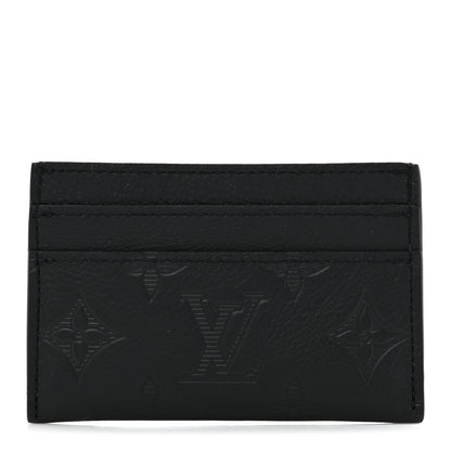 Louis Vuitton Calfskin Monogram Shadow Double Card Holder Black 1 of 7