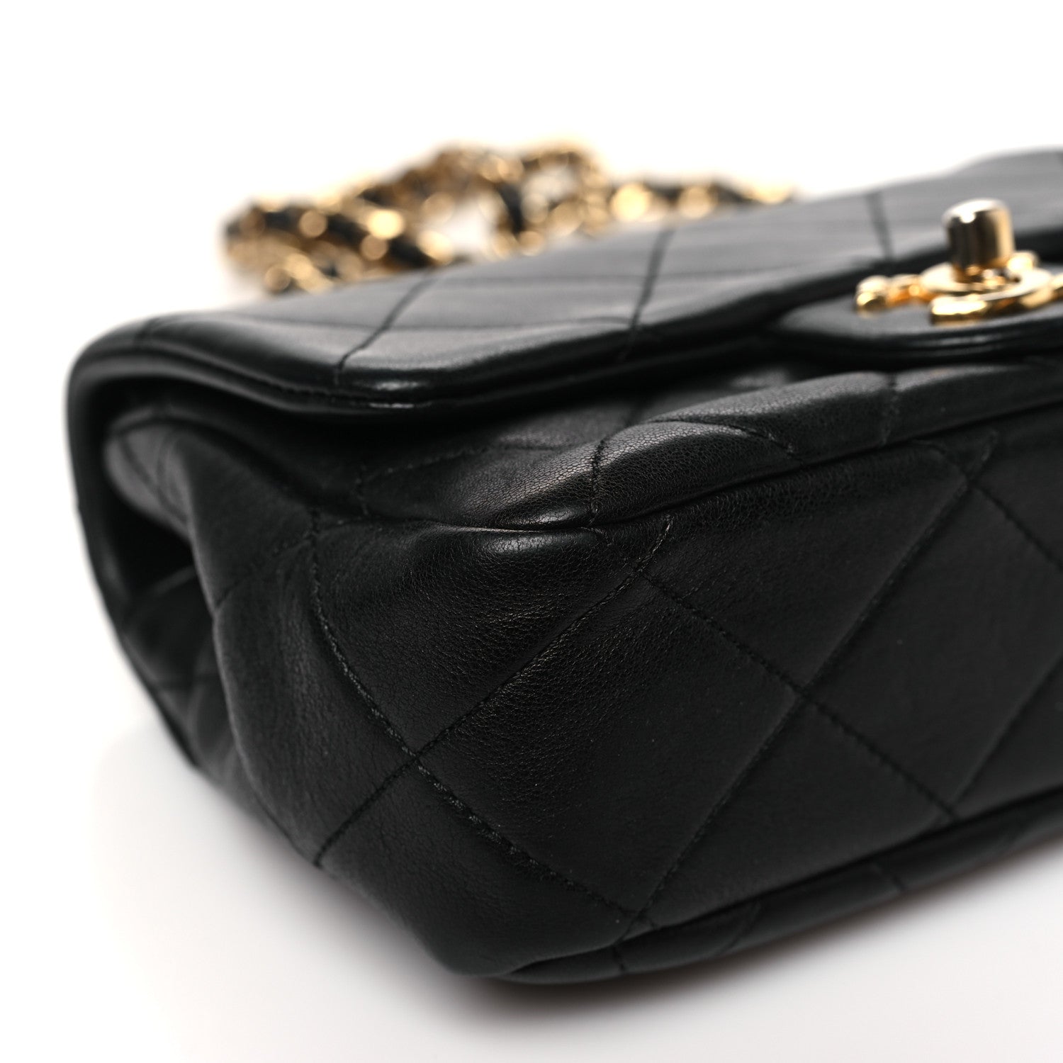 Chanel Lambskin Metal Quilted Mini Top Handle Square Flap Black 9 of 10