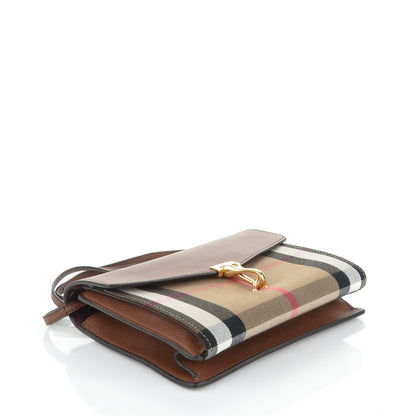 Burberry Derby Calfskin House Check Small Macken Crossbody Bag Tan 4 of 8