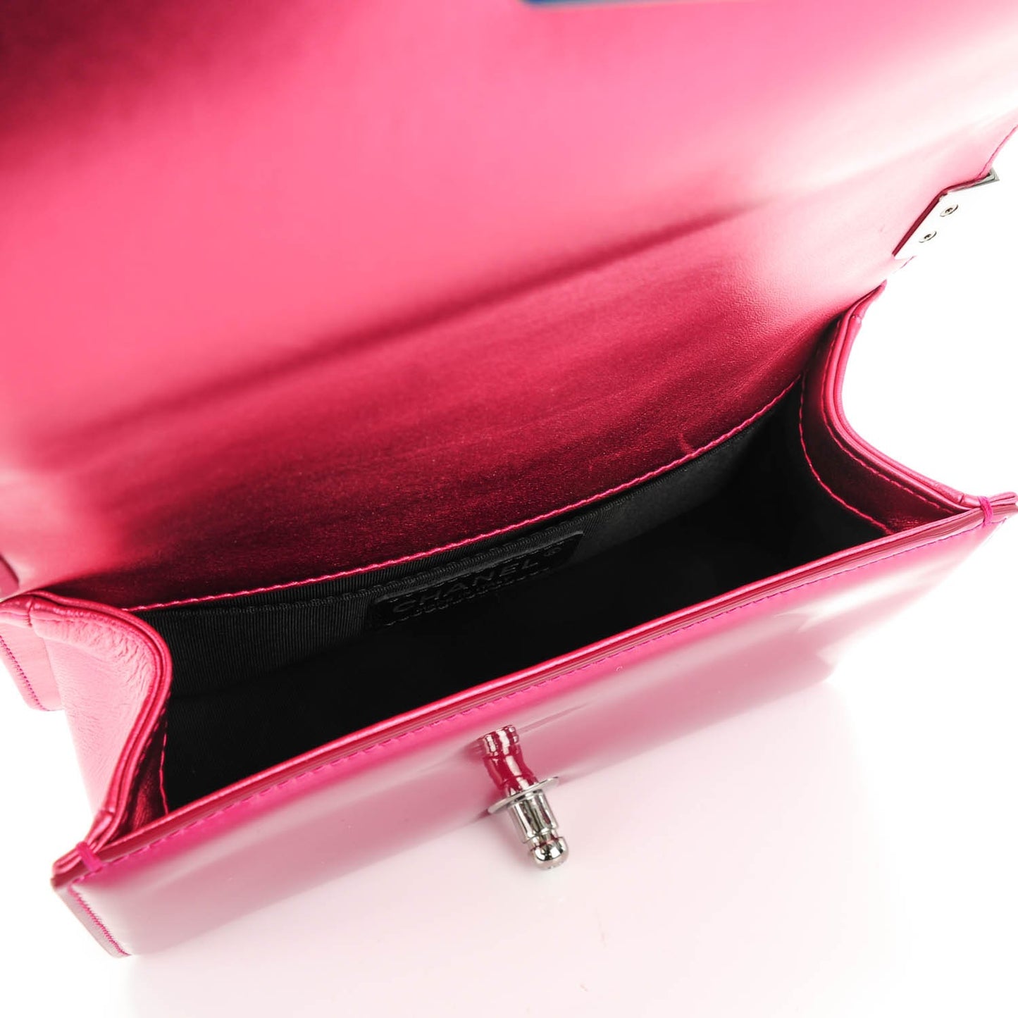 Metallic Patent Calfskin Quilted Small Boy Flap Pink