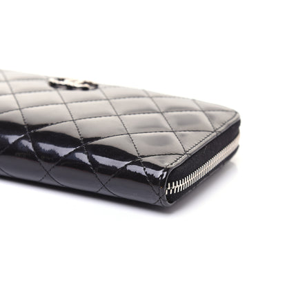 Chanel Patent Quilted Brilliant Zip Around Wallet Black 7 of 14