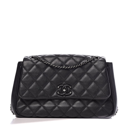 Chanel Calfskin Quilted Medium Frame In Chain Flap Black 1 of 12