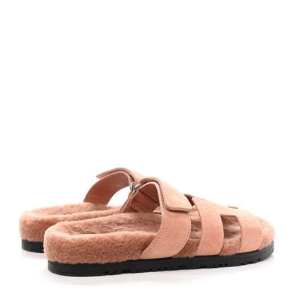 Hermes Suede Goatskin Woolskin Womens Chypre Sandals 36 Rose Aube 4 of 9