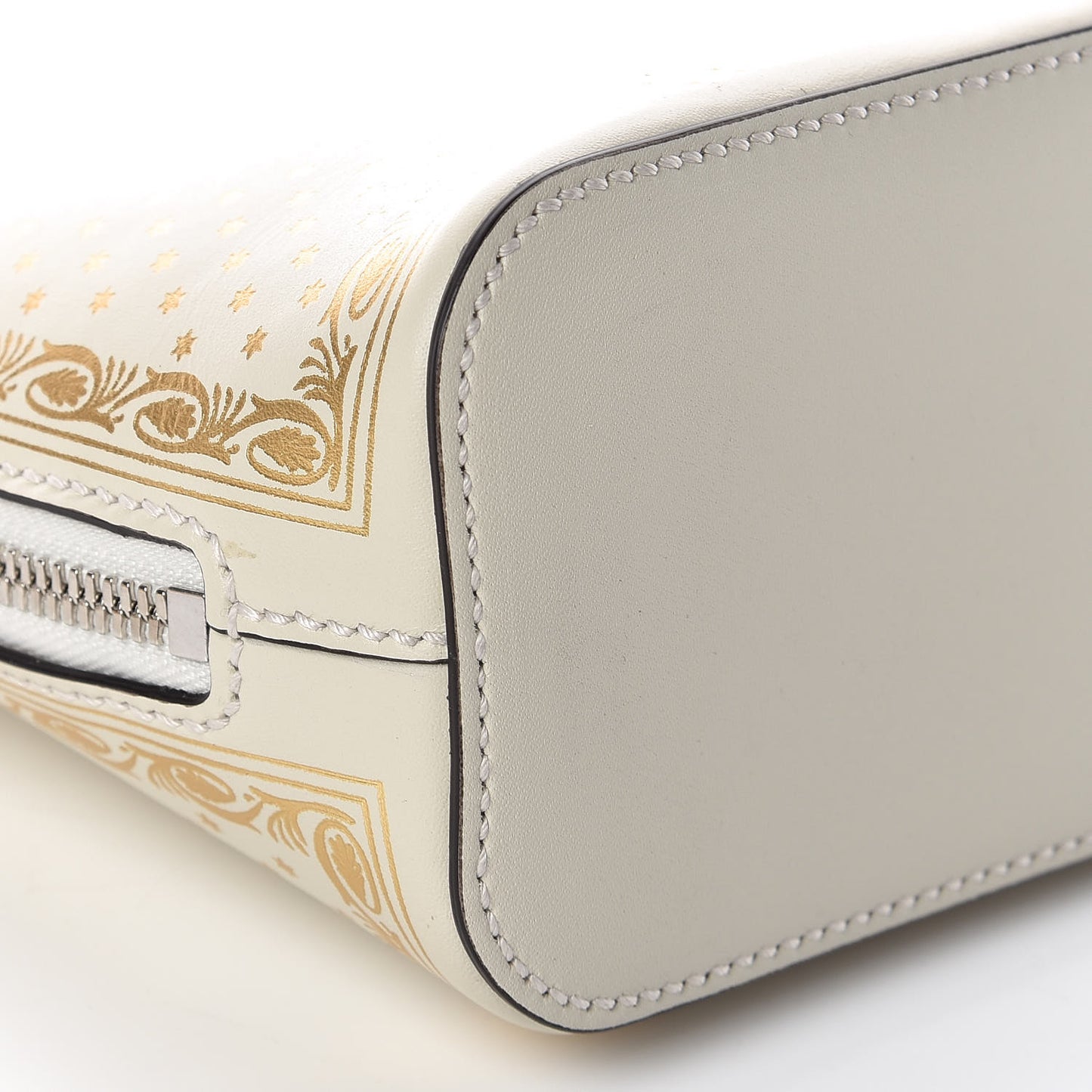 X SEGA Calfskin GUCCY Stars Mini Dome Shoulder Bag Mystic White Gold