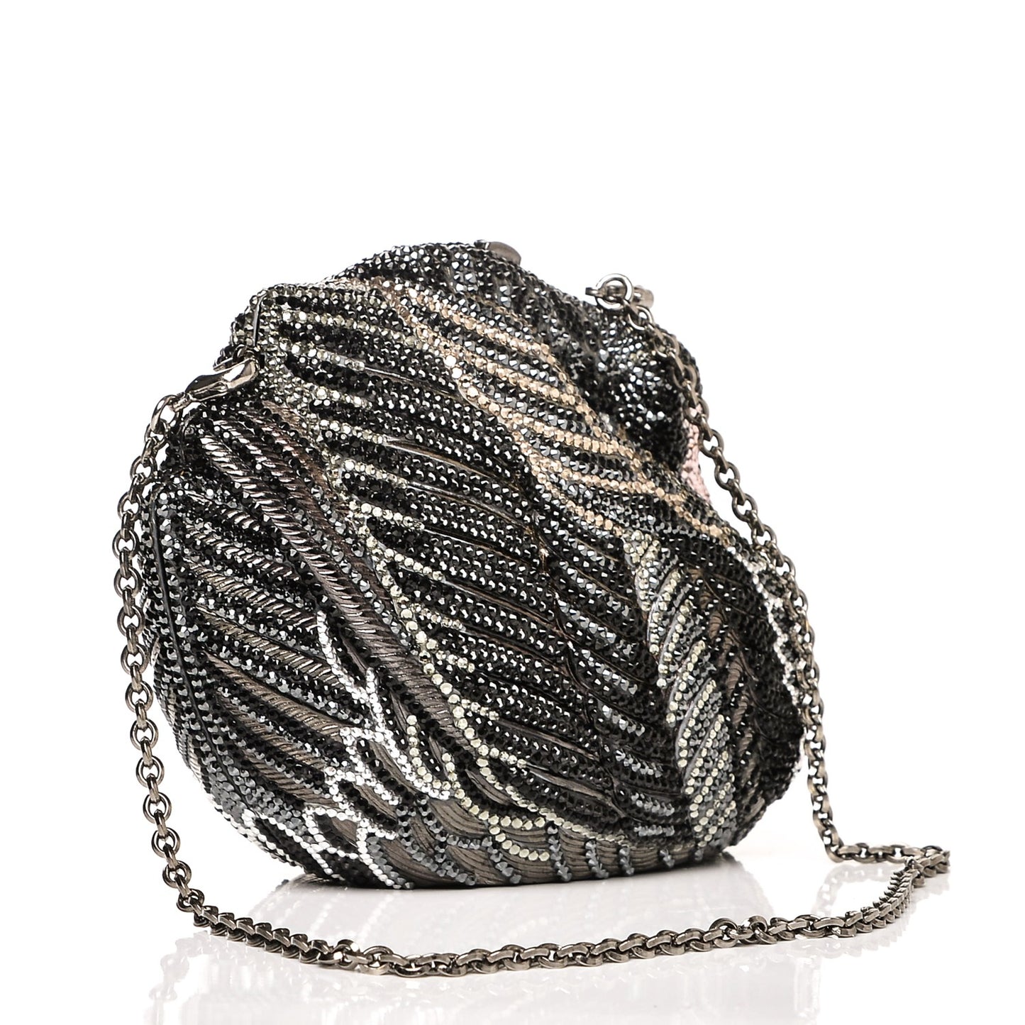 Swarovski Crystal Swan Minaudiere Clutch Black Silver