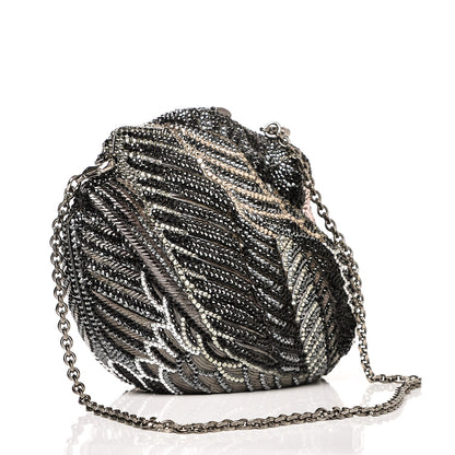 Judith Leiber Swarovski Crystal Swan Minaudiere Clutch Black Silver 3 of 7