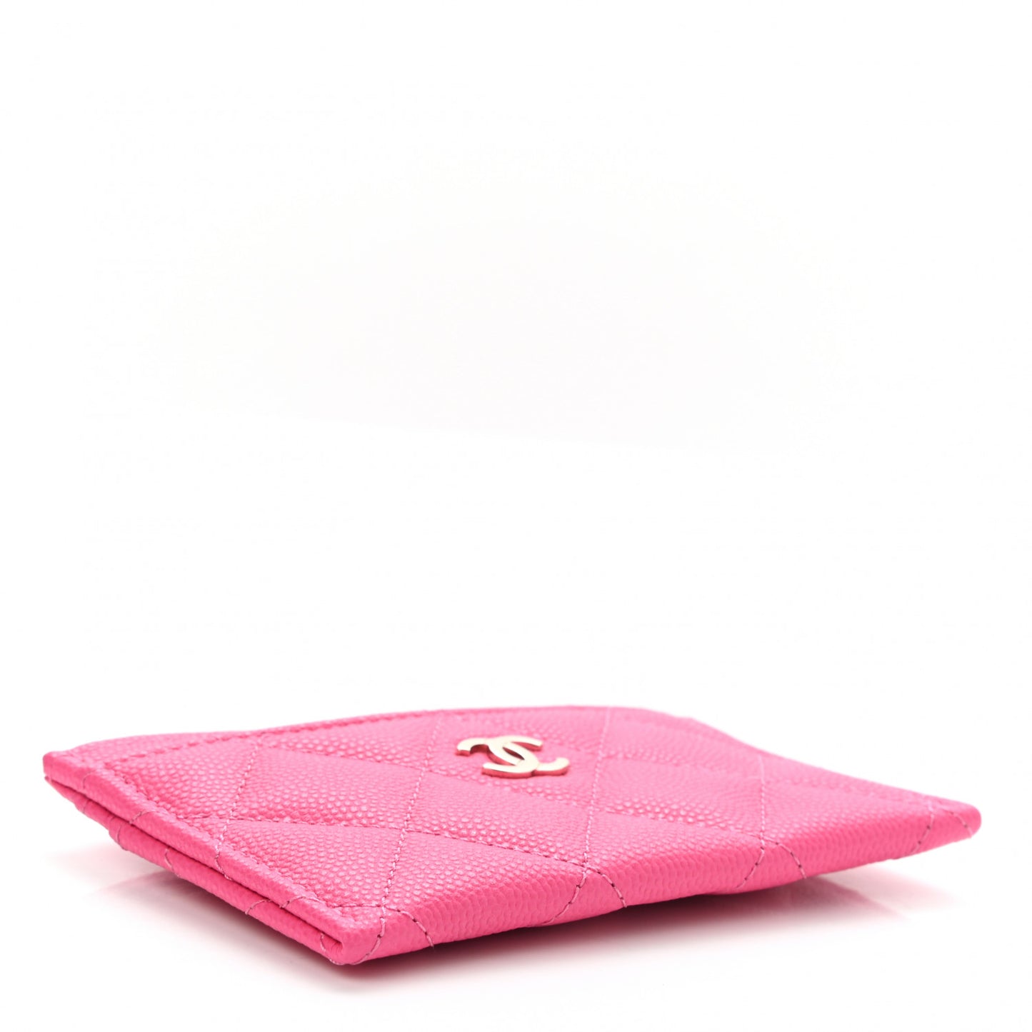 Caviar Quilted Card Holder Dark Pink