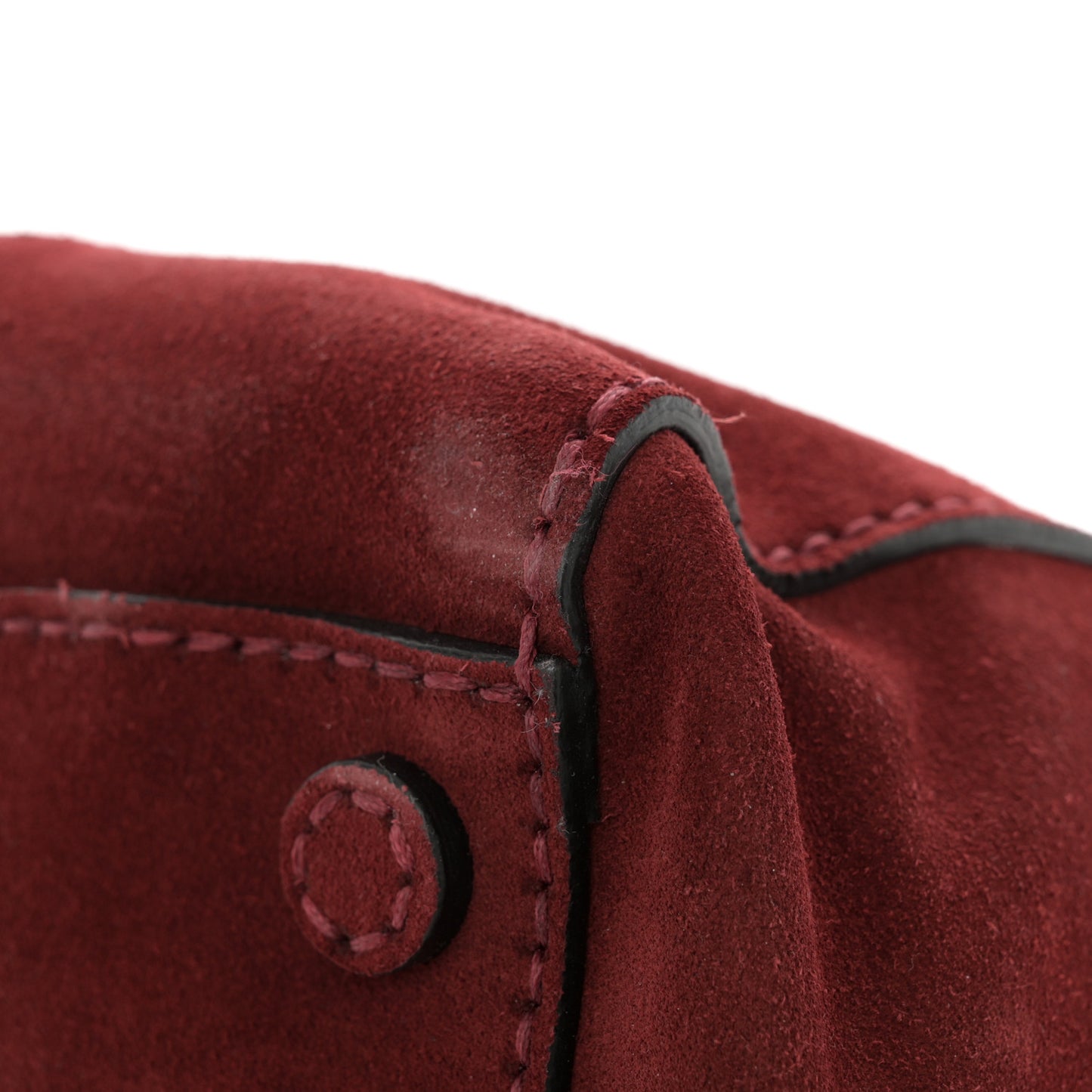 Suede Scamosciato Stitched Small Twin Pocket Tote Porpora