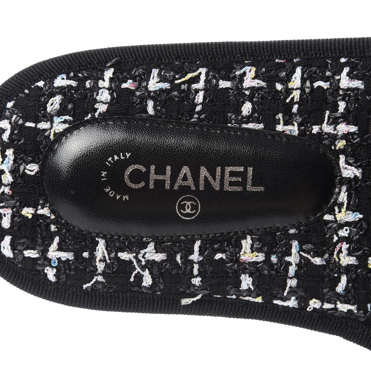 Tweed CC Flat Mules S Black