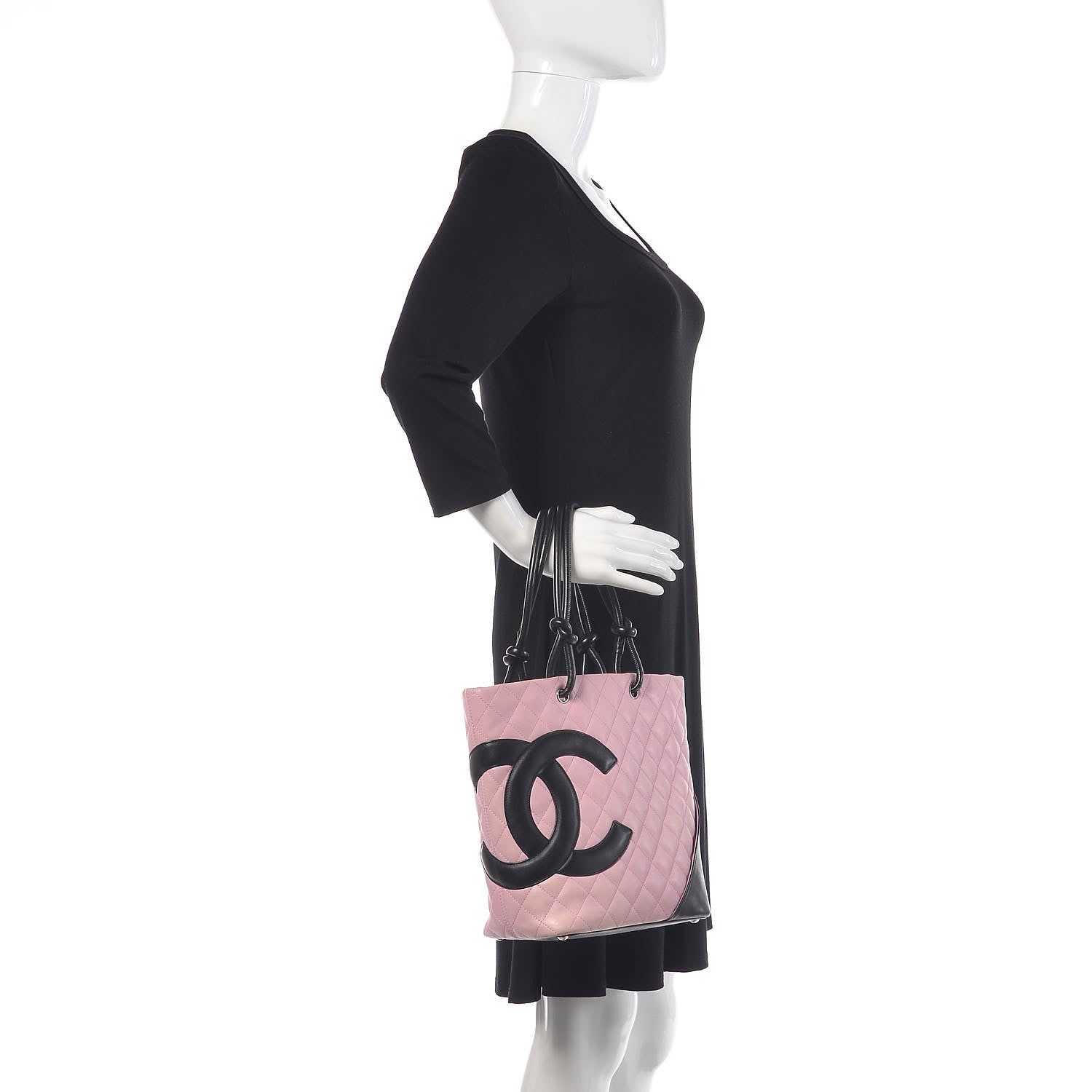 Chanel Calfskin Quilted Medium Cambon Tote Pink Black 2 of 13