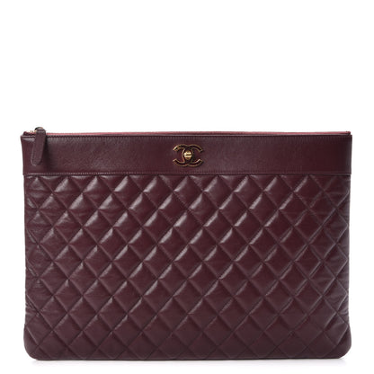 Chanel Sheepskin Quilted Large Vintage Mademoiselle Cosmetic Case Burgundy 1 of 12