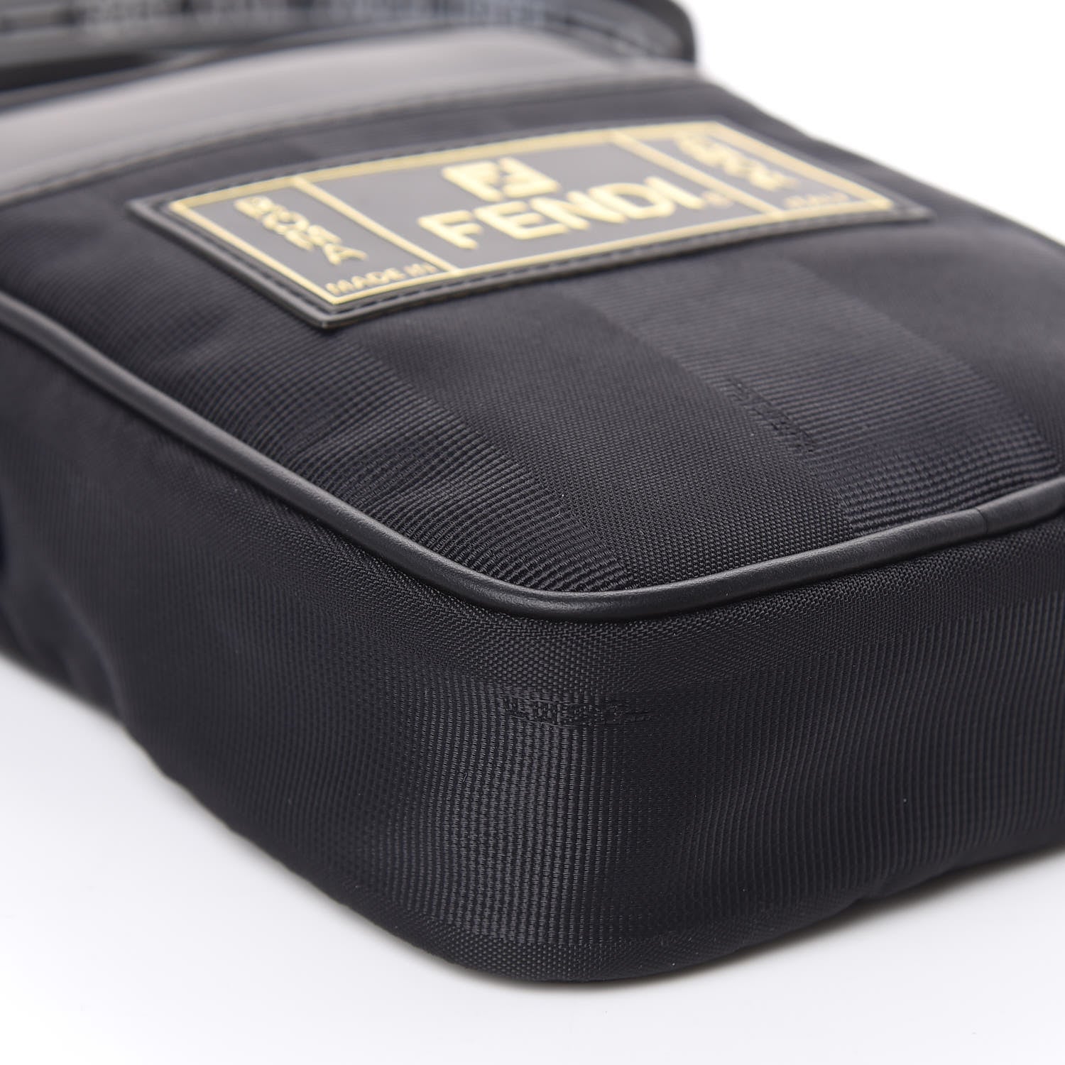 Fendi Nylon Vitello Century Pequin Logo Plate Small Crossbody Messenger Black 4 of 8