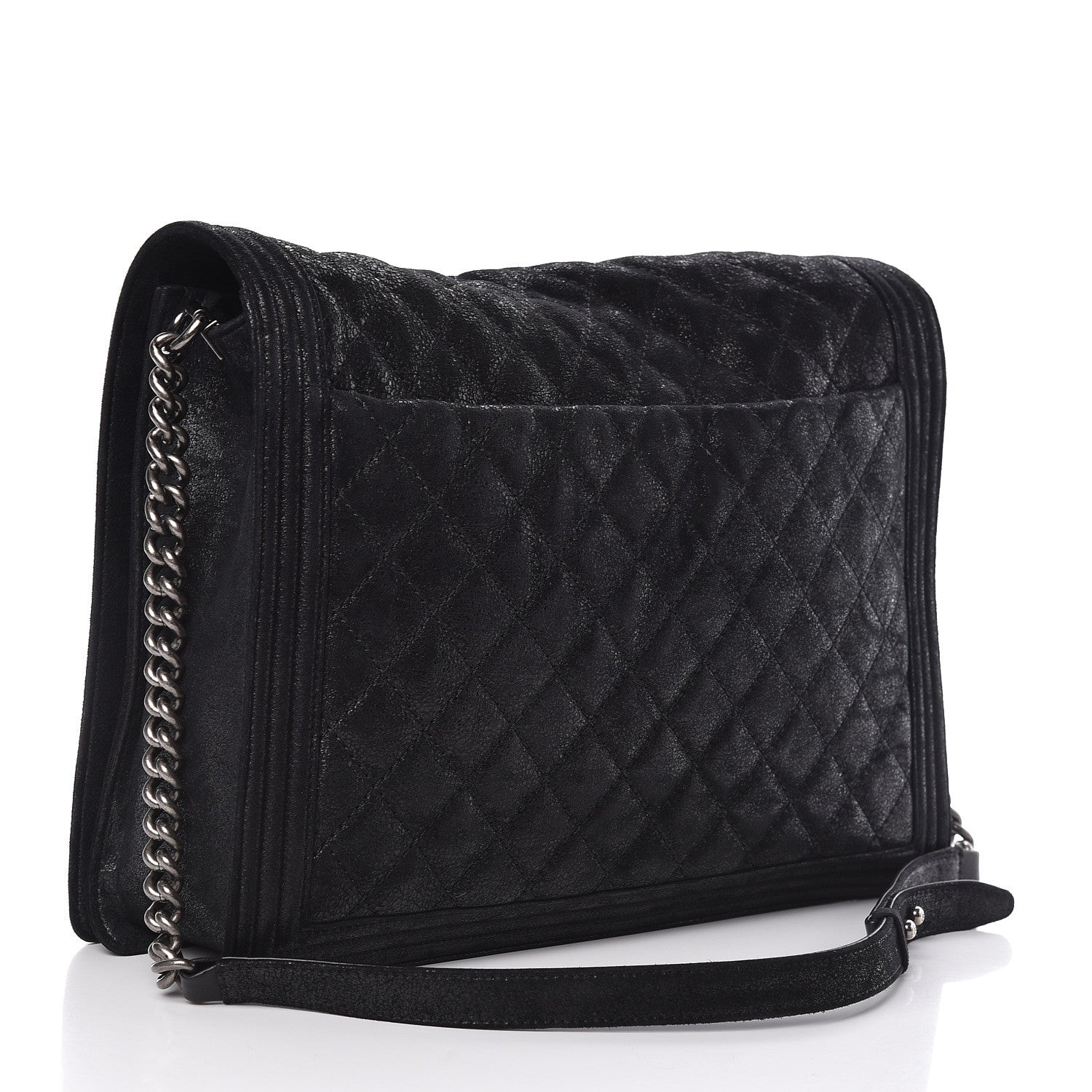 Chanel Iridescent Calfskin Quilted XL Gentle Boy Flap Black 3 of 11