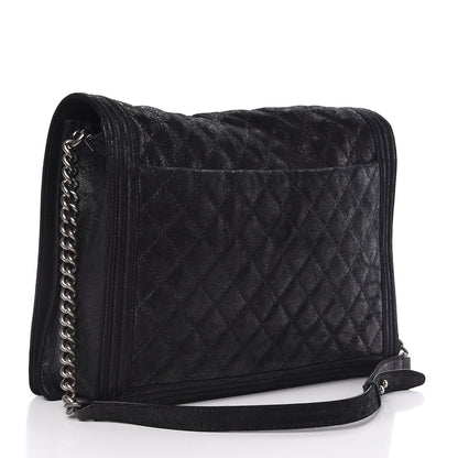 Chanel Iridescent Calfskin Quilted XL Gentle Boy Flap Black 3 of 11