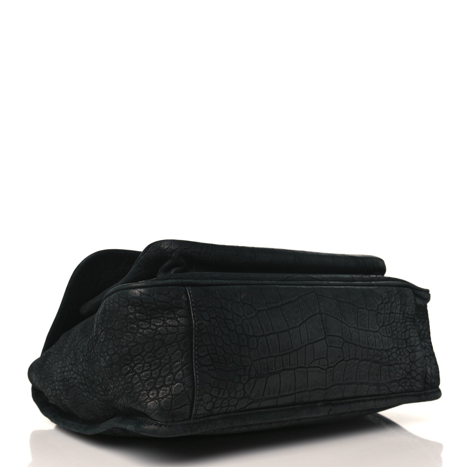 Saint Laurent Nubuck Crocodile Embossed Monogram Medium Niki Chain Satchel Black 4 of 9