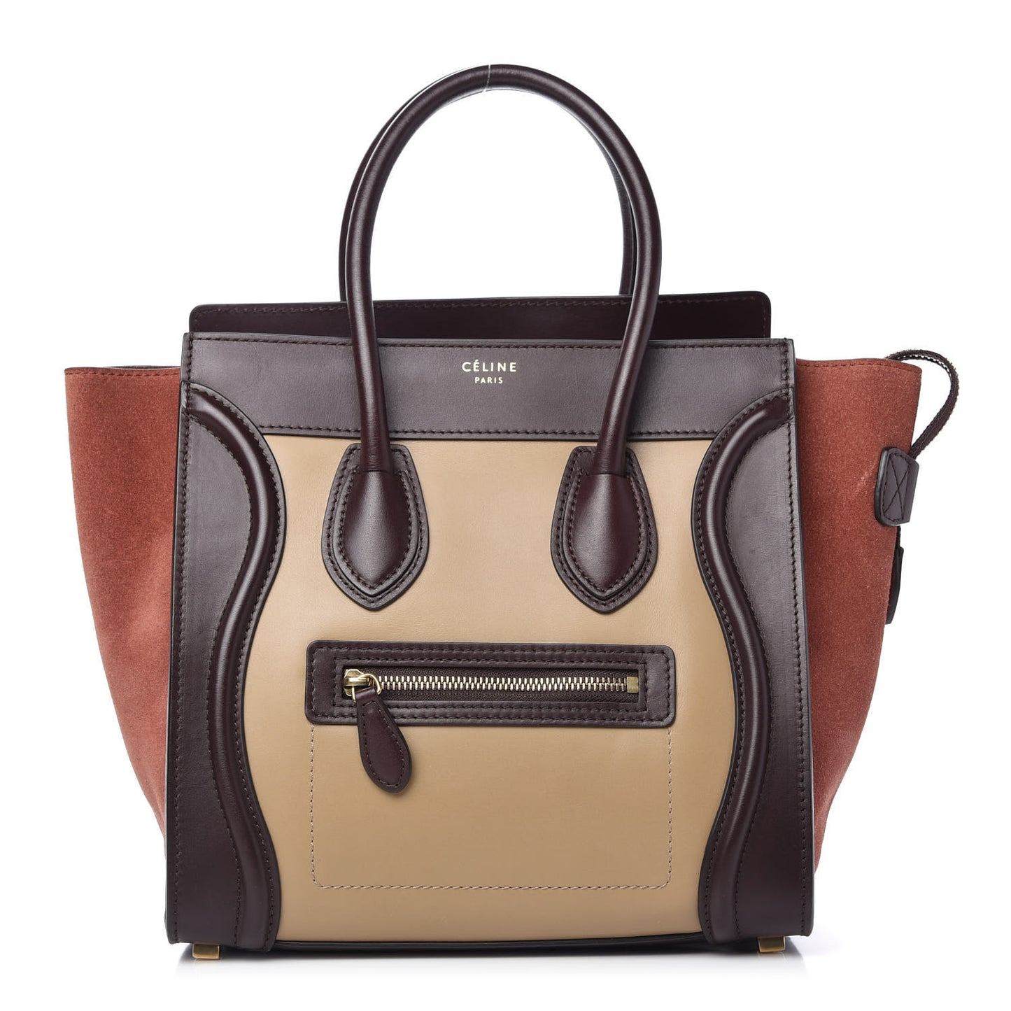 Smooth Calfskin Suede Micro Tri-Color Luggage Beige