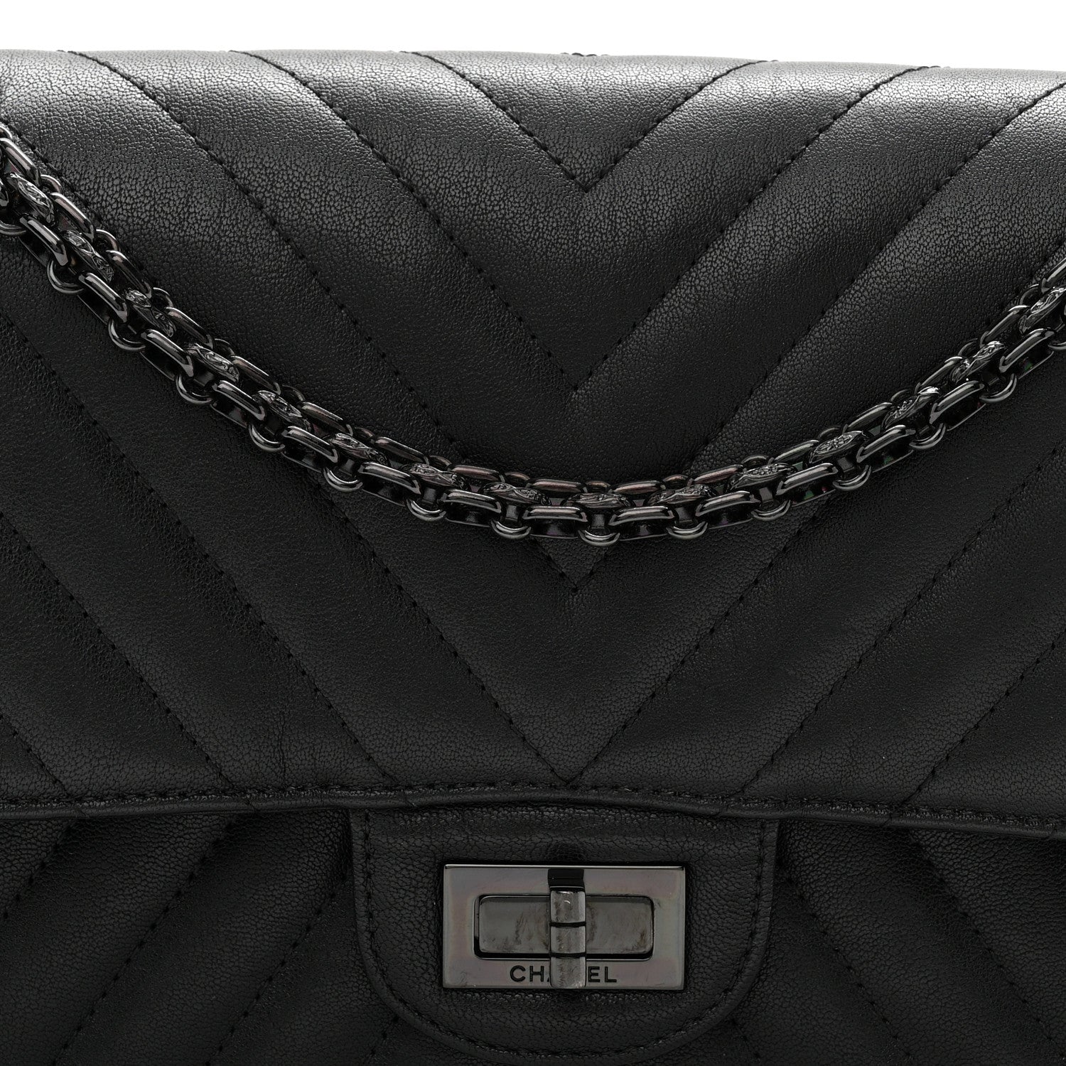 Chanel Sheepskin Chevron Quilted 2.55 Reissue 225 Double Flap So Black 8 of 10