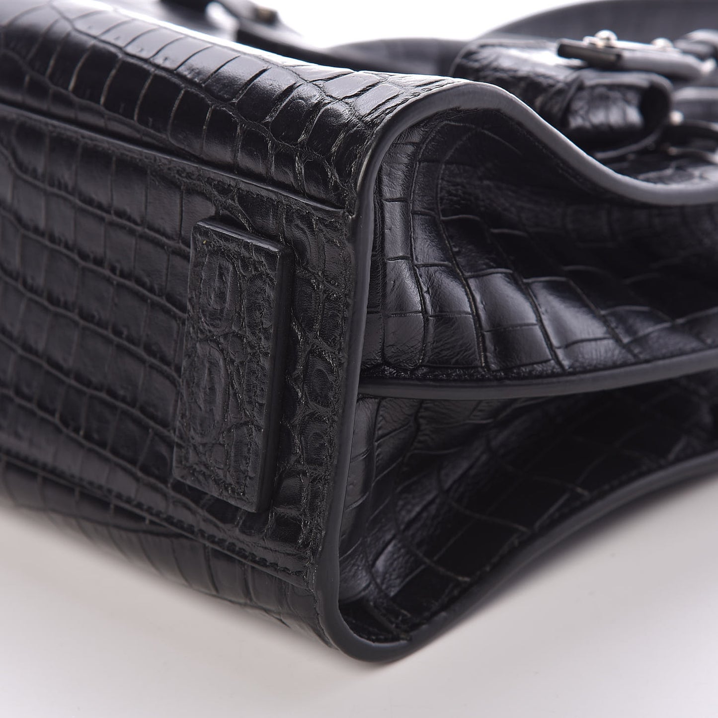 Calfskin Crocodile Embossed Nano Supple Sac De Jour Black