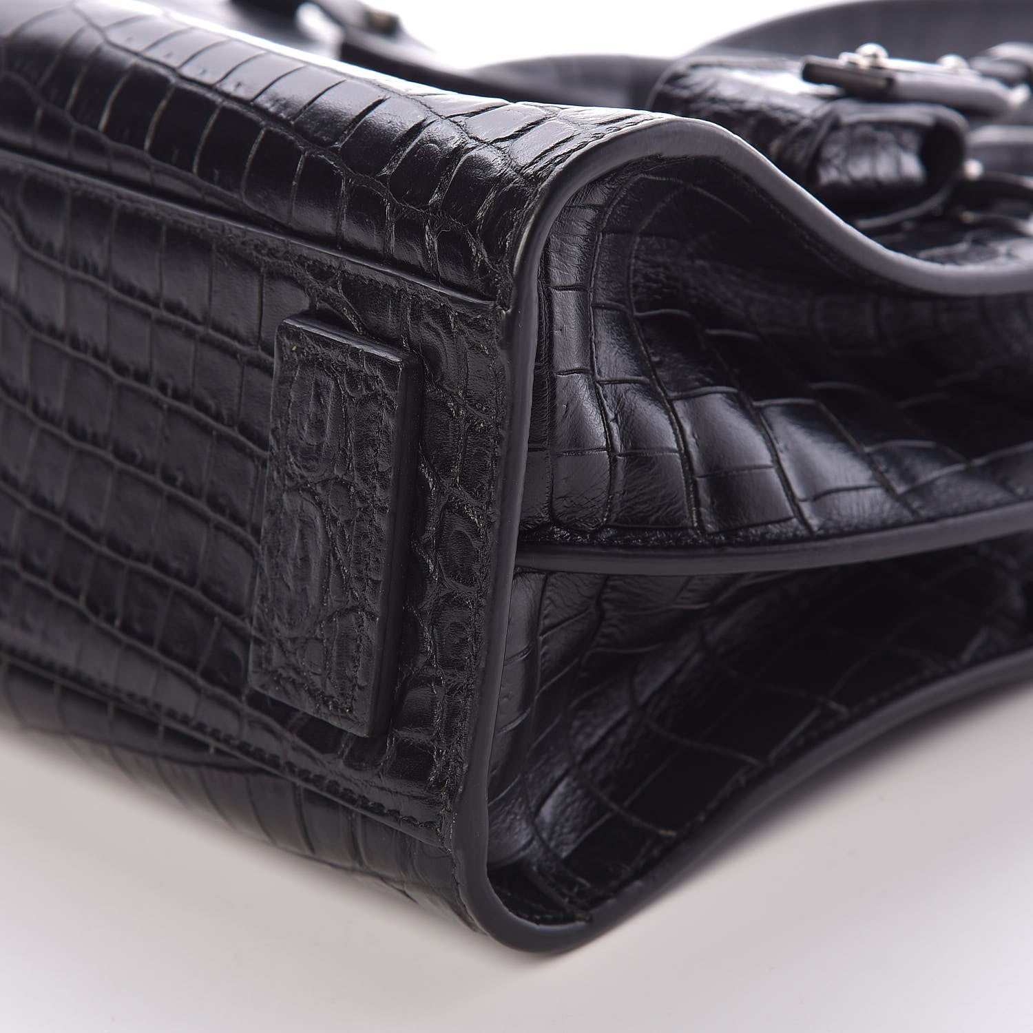 Saint Laurent Calfskin Crocodile Embossed Nano Supple Sac De Jour Black 10 of 10