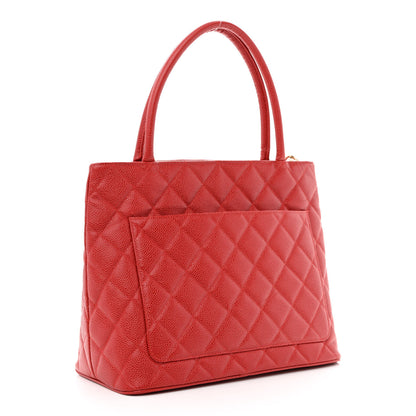 Chanel Caviar Quilted Medallion Tote Red 2 of 9
