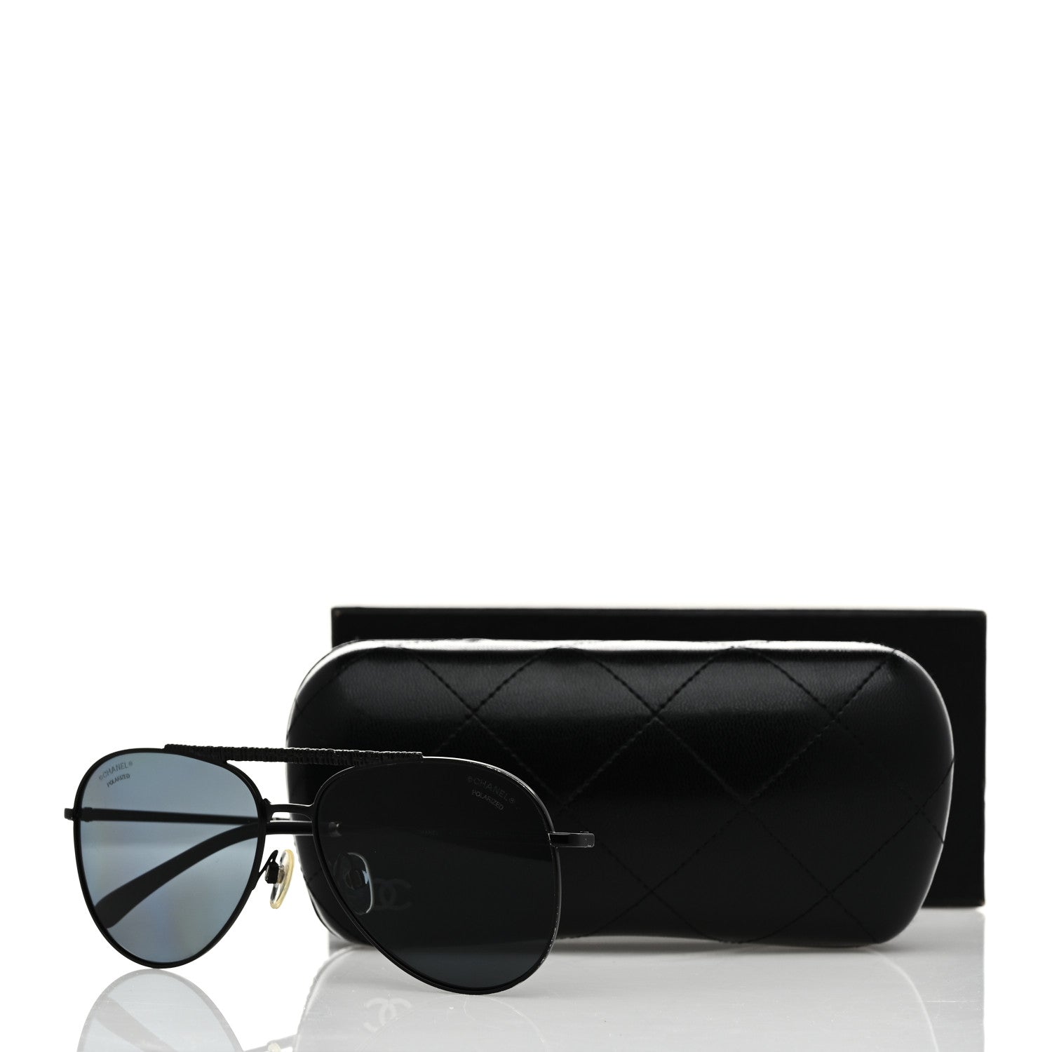 Chanel Metal Polarized Pilot Aviator Sunglasses 4231 Black 8 of 8