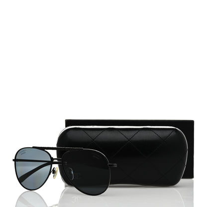 Chanel Metal Polarized Pilot Aviator Sunglasses 4231 Black 8 of 8