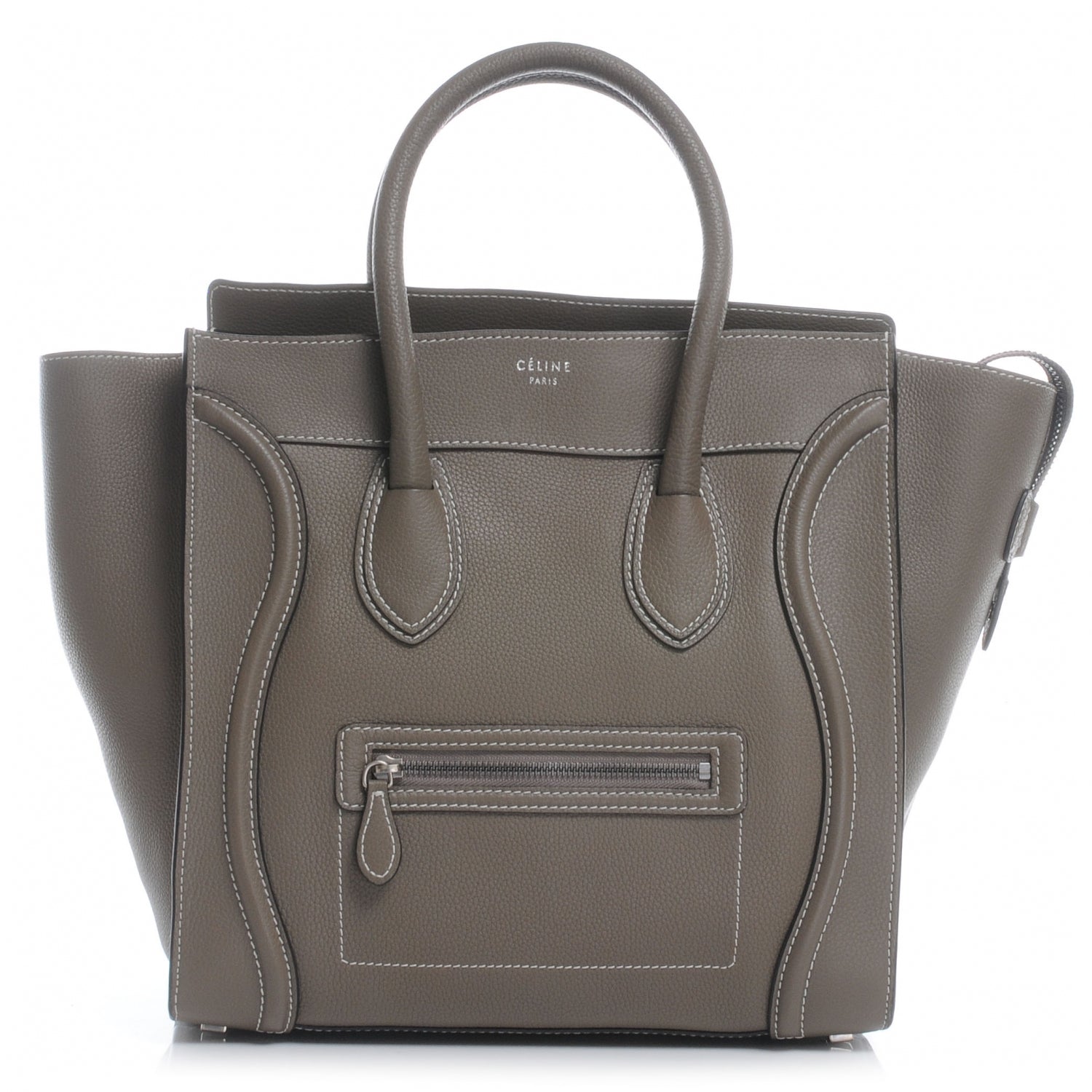 Celine Drummed Calfskin Mini Luggage Bag Souris 1 of 9