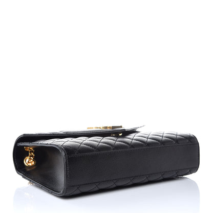 Saint Laurent Grain De Poudre Textured Mixed Matelasse Triquilt Medium Monogram Satchel Black 4 of 8