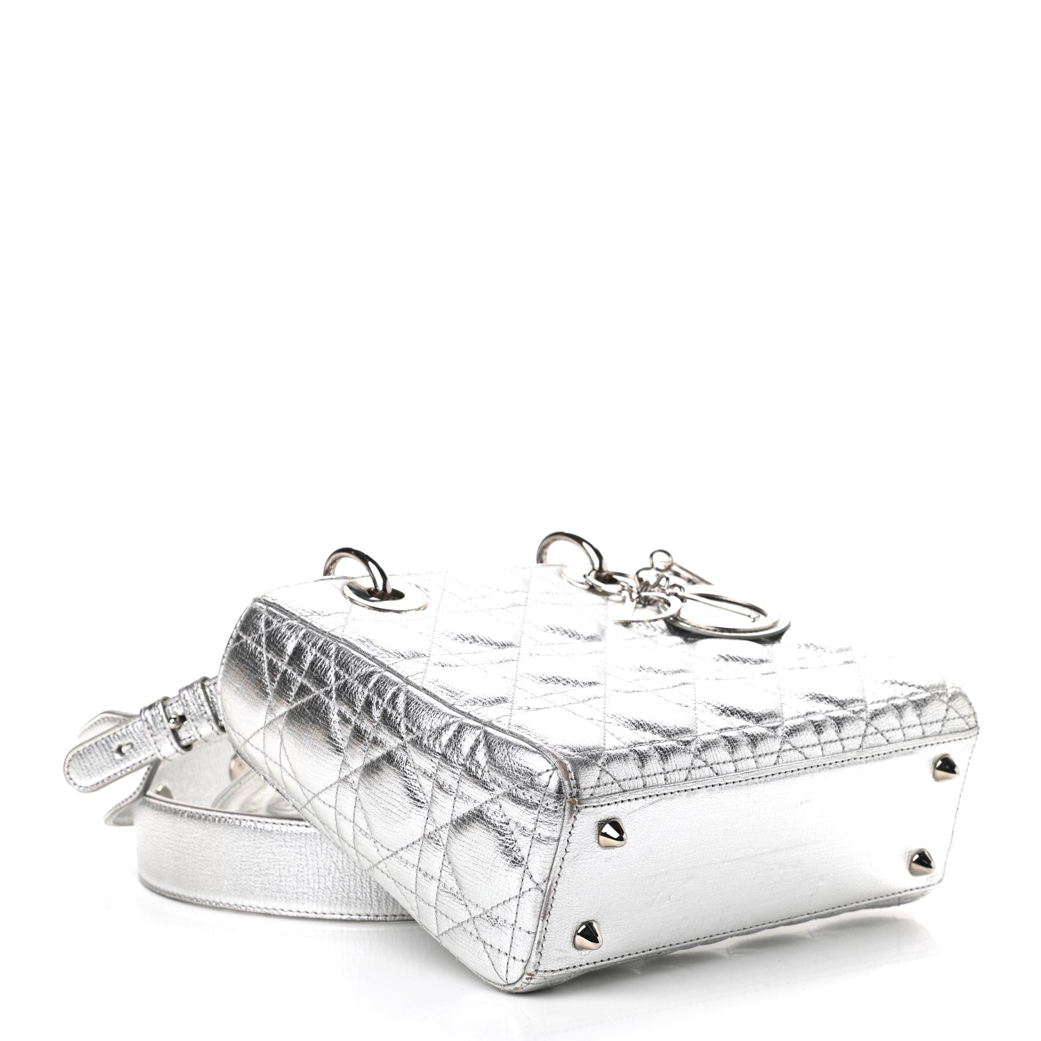 Christian Dior Metallic Grained Calfskin Cannage Small Lucky Badges My Lady Dior Silver 4 of 9