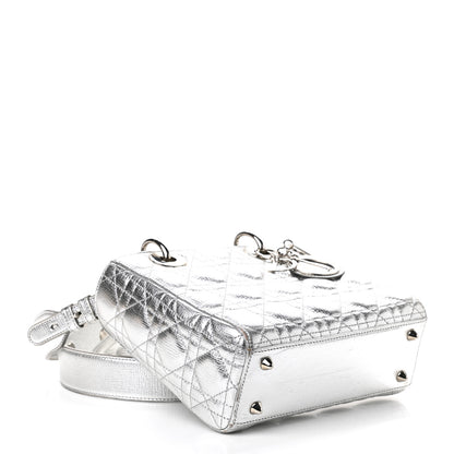 Christian Dior Metallic Grained Calfskin Cannage Small Lucky Badges My Lady Dior Silver 4 of 9