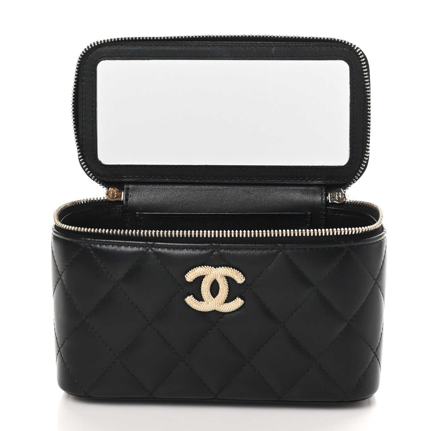 Chanel Lambskin Quilted Small Vanity Case With Chain Black 5 of 11