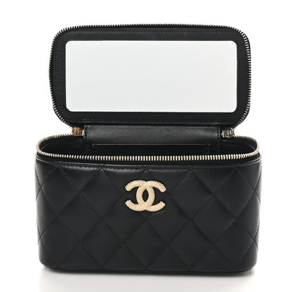 Chanel Lambskin Quilted Small Vanity Case With Chain Black 5 of 11