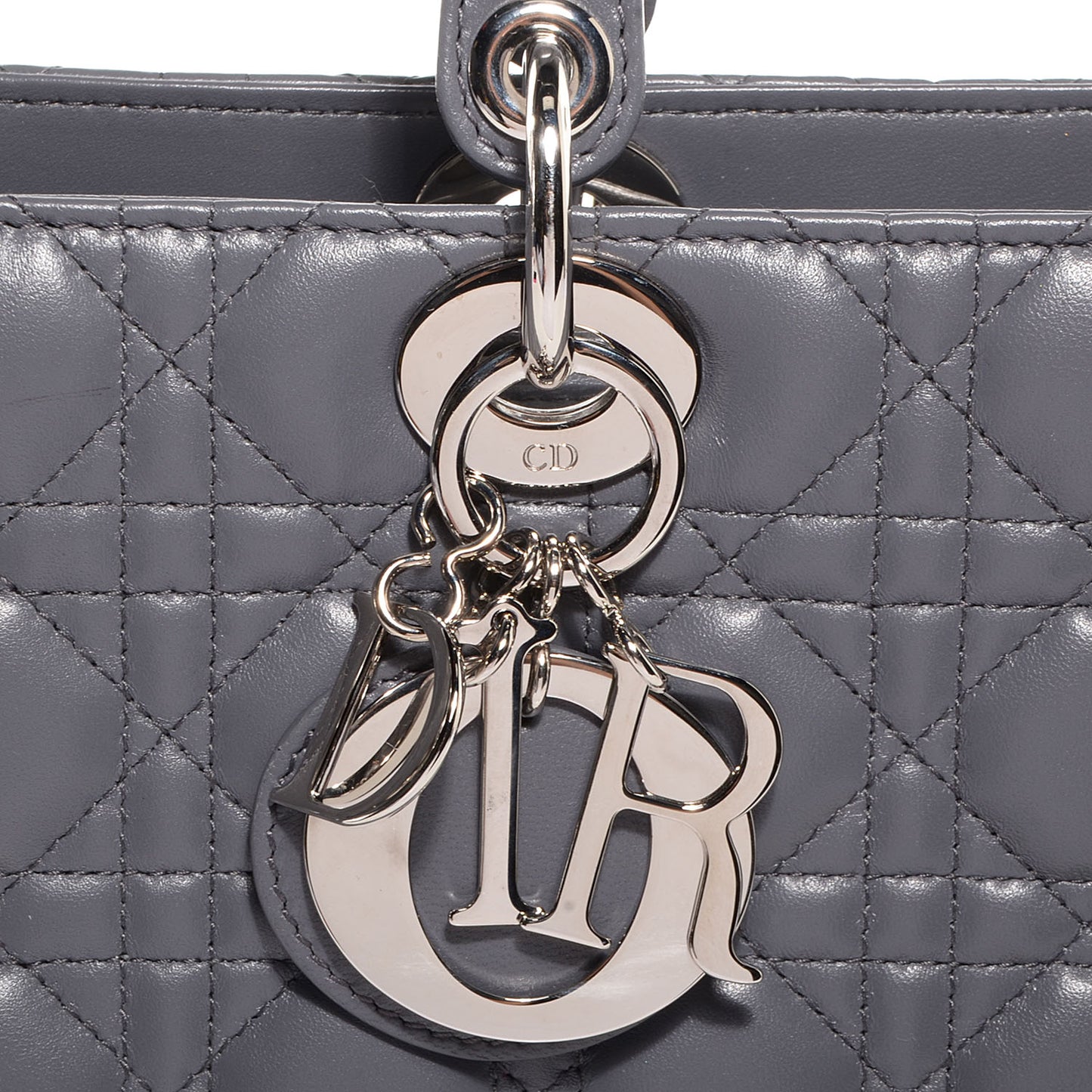 Lambskin Cannage Large Lady Dior Grey