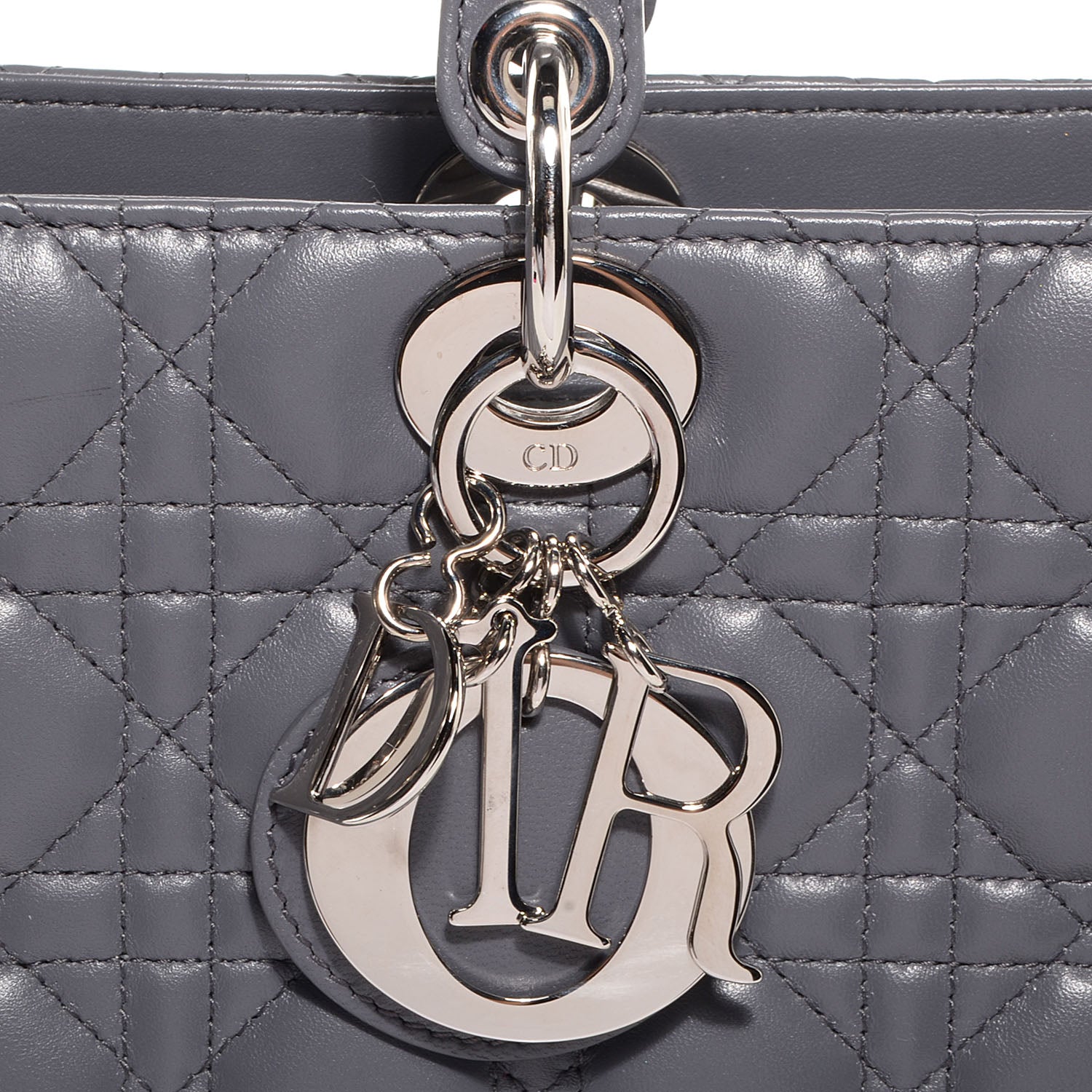 Christian Dior Lambskin Cannage Large Lady Dior Grey 9 of 12