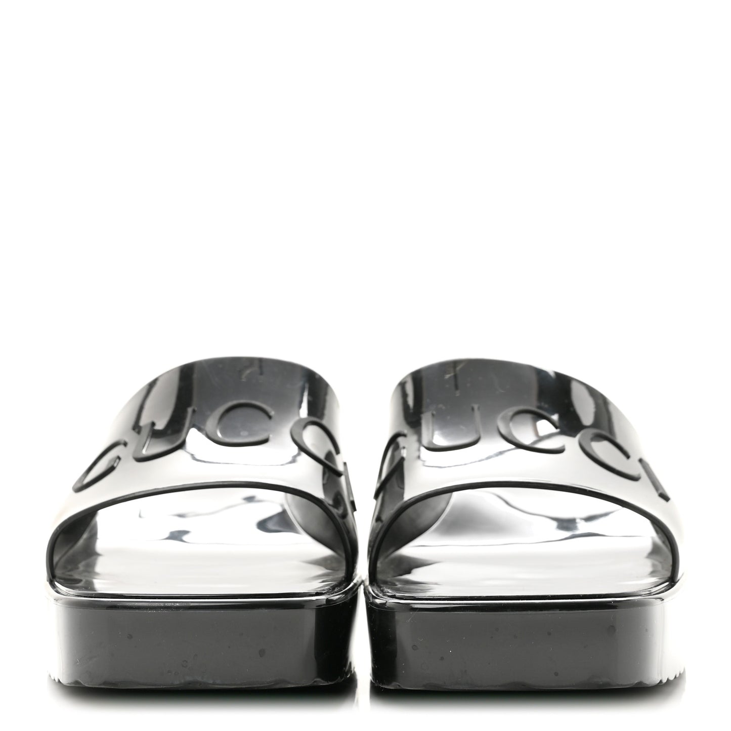 Rubber Gucci Logo Womens Platform 20/60mm Slide Sandals 38 Black