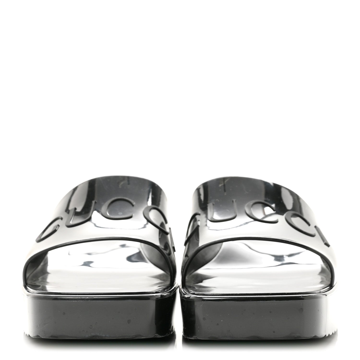 Gucci Rubber Gucci Logo Womens Platform 20/60mm Slide Sandals 38 Black 3 of 10